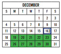District School Academic Calendar for Rooster Springs El for December 2022