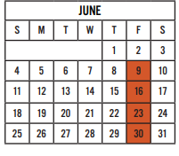 District School Academic Calendar for Walnut Springs Elementary School for June 2023
