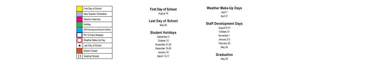 District School Academic Calendar Key for Rooster Springs El