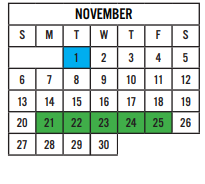 District School Academic Calendar for Dripping Springs Elementary School for November 2022