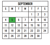 District School Academic Calendar for Rooster Springs El for September 2022