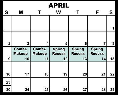 District School Academic Calendar for Homebound Special Education Program for April 2023