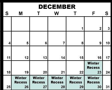 District School Academic Calendar for Central Senior High for December 2022