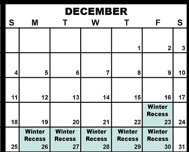 District School Academic Calendar for Arrowhead Juvenile Center for December 2022