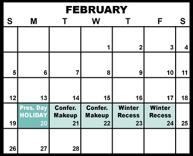 District School Academic Calendar for Homebound Regular Education Program for February 2023