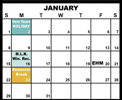 District School Academic Calendar for Merritt Day Treatment for January 2023