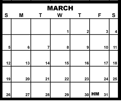 District School Academic Calendar for Homebound Regular Education Program for March 2023