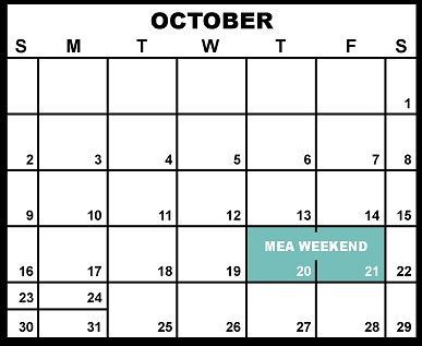 District School Academic Calendar for Chester Creek Academy for October 2022