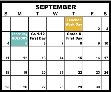 District School Academic Calendar for Duluth Online Program for September 2022