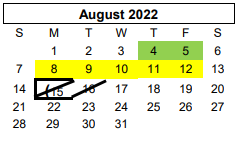 District School Academic Calendar for Hillcrest El for August 2022