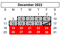 District School Academic Calendar for C H A M P S for December 2022