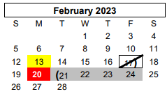 District School Academic Calendar for C H A M P S for February 2023