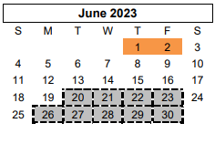 District School Academic Calendar for Dumas J H for June 2023