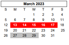 District School Academic Calendar for Sunset El for March 2023