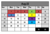 District School Academic Calendar for Central Elementary for August 2022