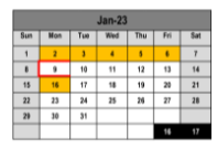 District School Academic Calendar for P A C E School for January 2023