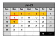 District School Academic Calendar for Smith Elementary for January 2023