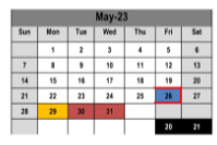 District School Academic Calendar for Hyman Elementary for May 2023