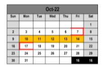 District School Academic Calendar for Grace R Brandenburg Intermediate for October 2022
