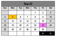 District School Academic Calendar for P A C E School for September 2022