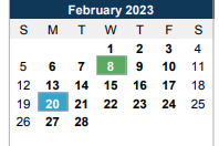 District School Academic Calendar for Y E Smith Elementary for February 2023