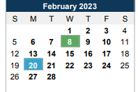 District School Academic Calendar for Middle College High School for February 2023