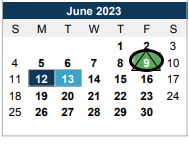 District School Academic Calendar for Sherwood Githens Middle for June 2023