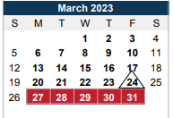 District School Academic Calendar for W.G. Pearson Magnet Middle for March 2023