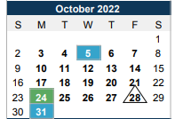 District School Academic Calendar for Parkwood Elementary for October 2022