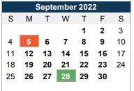 District School Academic Calendar for Easley Elementary for September 2022