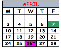 District School Academic Calendar for Wayman Academy Of The Arts for April 2023