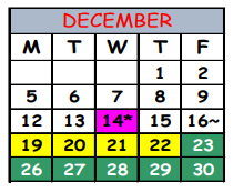 District School Academic Calendar for Duval County Superintendent's Office for December 2022