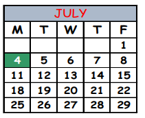 District School Academic Calendar for Duval Halfway House for July 2022