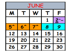 District School Academic Calendar for Jefferson Davis Middle School for June 2023