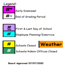 District School Academic Calendar Legend for Marine Science Education Center