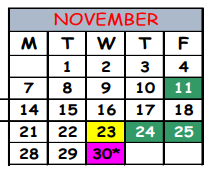 District School Academic Calendar for Drop Back In Academy Of Duval County for November 2022