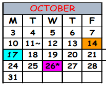 District School Academic Calendar for Lavilla School Of The Arts for October 2022