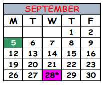 District School Academic Calendar for Ortega Elementary School for September 2022