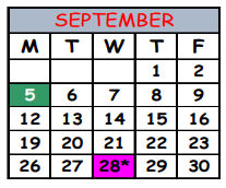 District School Academic Calendar for Stonewall Jackson Elementary School for September 2022