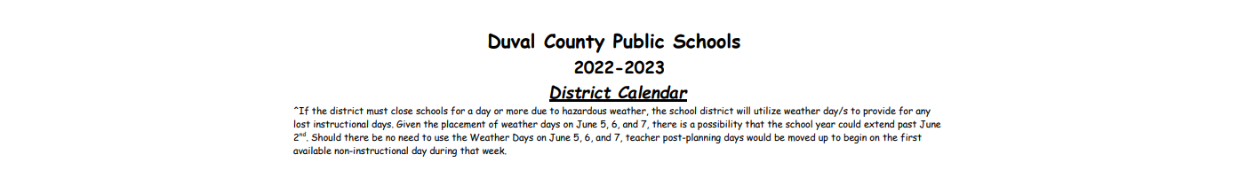 District School Academic Calendar for Hyde Park Elementary School