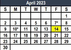 District School Academic Calendar for Weldon Hafley Development Center for April 2023