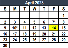 District School Academic Calendar for Comanche Spring Elementary for April 2023