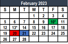 District School Academic Calendar for Weldon Hafley Development Center for February 2023