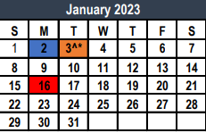 District School Academic Calendar for Watson Learning Center for January 2023