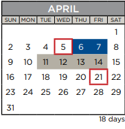 District School Academic Calendar for Cedar Creek Elementary for April 2023