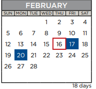 District School Academic Calendar for Travis Co J J A E P for February 2023
