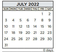 District School Academic Calendar for Westlake High School for July 2022