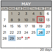 District School Academic Calendar for Travis Co J J A E P for May 2023