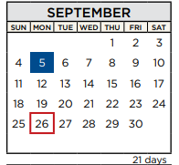 District School Academic Calendar for Travis Co J J A E P for September 2022