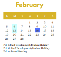 District School Academic Calendar for Student Adjustment Ctr for February 2023
